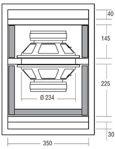 an image of the front and side view of a light fixture, with measurements for each section