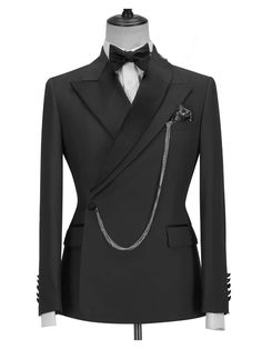 Elegant Double Breasted Suit With Single Button For Wedding, Wedding Tuxedo With Double Breasted Closure, Elegant Double Breasted Wedding Suit With Single Button, Wedding Suit With Double Button Closure, Single Button Long Sleeve Tuxedo For Wedding, Double-breasted Three-piece Wedding Suit, Wedding Tuxedo Suit With Double Button Closure, Wedding Blazer With Double Button Closure And Notch Lapel, Wedding Blazer With Double Button And Notch Lapel