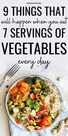 a bowl filled with vegetables and rice on top of a table