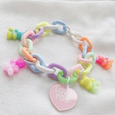 *ONE BRACELET PER LISTING* Pastel Rainbow Chain Bracelet in Gummy Bear Love *Bracelet Gummy Bears are shipped in assorted colors* Clasp closure Children Jewelry, Bear Bracelet, Bear Love, Bracelet For Girls, Candy Jewelry, Girl Rainbow, Baby Bracelet, Bear Pendant, Rainbow Bracelet