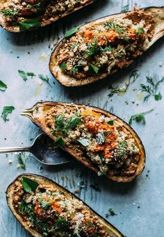 baked eggplant stuffed with herbs and spices