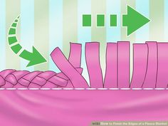 a pink bed with two green arrows pointing to the opposite direction and an upturned mattress