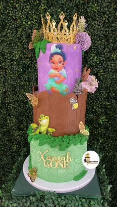 there is a cake decorated with an image of a princess on it