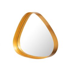 a mirror that is shaped like an egg with a gold ribbon around it's edge