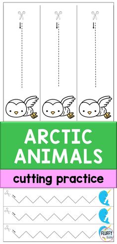 the arctic animals cutting practice sheet for kids