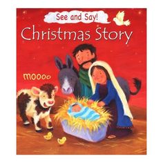 a christmas story book with an image of jesus and baby jesus in the manger