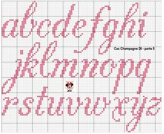 a cross stitch pattern with the letters and numbers for each letter, including an animal