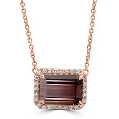 5.6ct Tourmaline Necklaces with 0.25tct Diamond set in 18K Rose Gold Luxury Rose Gold Necklaces With Gemstone Accents, Luxury Faceted Rose Gold Necklaces, Rose Gold Print, Tourmaline Necklace, Ring Style, Diamond Set, Tourmaline Gemstone, Charm Gift, Metal Color