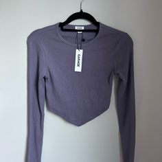 Nwt Never Worn Excellent Condition Garage Brand Purple Long Sleeve Top, Garage Tops, Bandana Styles, Purple Long Sleeve, School Clothes, Cropped Long Sleeve, Purple Shirt, Stretch Top, School Outfits