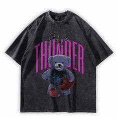 Ted vs Thunder Oversized Washed Graphic T-Shirt – Starphase Trendy Crew Neck T-shirt With Bear Print, Bear Design Crew Neck Tops For Streetwear, Bear Print Crew Neck T-shirt For Streetwear, Crew Neck T-shirt With Bear Print For Streetwear, Crew Neck Bear Print Top For Streetwear, Casual Bear Print T-shirt For Streetwear, Crew Neck Top With Bear Print For Streetwear, Casual Cotton T-shirt With Bear Design, Casual Bear Design Short Sleeve T-shirt