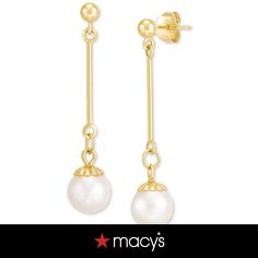 in stock Macy's 14k Gold Dangle Earrings, Macy's 14k Gold Dangle Jewelry, Elegant Stamped 14k Gold Dangle Earrings, Elegant White Gold Earrings Stamped 14k, Macy's Elegant Yellow Gold Earrings, Elegant White Gold 14k Stamped Earrings, Elegant Drop Earrings From Macy's, Classic Pearl Earrings From Macy's For Anniversary, Elegant Drop Earrings By Macy's