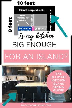 a poster with the words, is my kitchen big enough for an island? on it