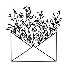 an envelope with plants inside it