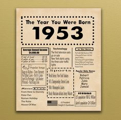 the year you were born 1953 poster