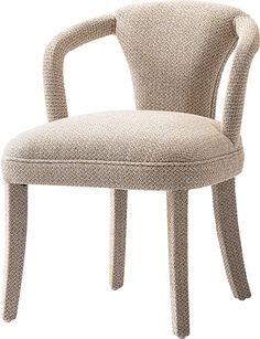 an upholstered chair is shown with the arms extended to form a curved back