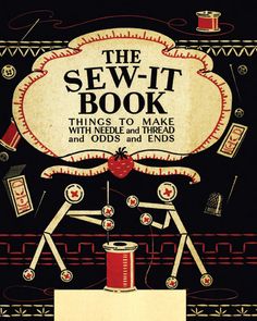 the sew - it book is shown in black and red with an image of two skeletons