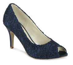 http://www.bellissimabridalshoes.com/wedding-heels/Cosmos-By-Pink-In-Navy  Cosmos by Pink Paradox London in Navy. Cosmos is a stunning lace wedding pump with peep toe front design. The gorgeous materials of this wedding Lace Shoes, London Shoes