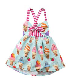 PRICES MAY VARY. Material: Cotton and polyester fabric for toddler summer dress. Soft and comfortable for you little girls Design: Ice cream print dress for baby girl. Make your little princess look more lovely and fashionable Size: 6 month girl dresses for summer, baby dress 12 months, infant dress 18-24 months, girl dress 2t, 3-4t summer clothes，girls 5t clothes Occasion: Baby girl summer dress suit for beach, daily wear, family day, party, photograph, baby birthday gifts and other occasion Pa Ice Cream Kids, Ice Cream Design, Ice Cream Print, Sundress Summer, Ice Dresses, Cool Summer Outfits, Fashion Dresses Casual, Girls Party