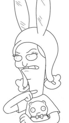 the simpsons character is holding a baby in her lap, while she's wearing bunny ears