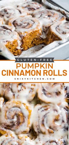 Learn how to make Gluten-Free Pumpkin Cinnamon Rolls for the best brunch idea or a yummy breakfast idea! This easy pumpkin recipe has a generous slather of cream cheese glaze on top! It also makes an easy Fall baking recipe! Cinnamon Rolls Homemade Overnight, Pumpkin Cinnamon Rolls Homemade, Gluten Free Cinnamon Rolls Recipe, Fall Baking Recipes, Pumpkin Cinnamon Rolls, Cream Cheese Glaze, Cinnamon Rolls Homemade, Gluten Free Eating