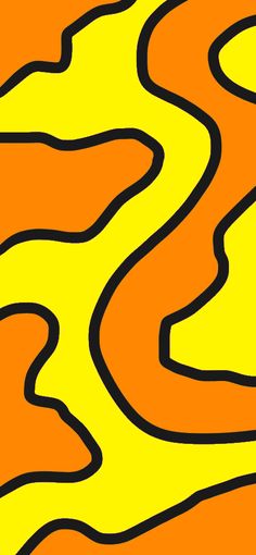 an orange and yellow background with wavy lines