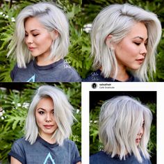 Medium Textured Bob With Curtain Bangs, Icy White Blonde Hair Short, Silver Blonde Short Hair, Platinum Blonde Shaggy Bob, Short Platinum Blonde Hair Dark Roots, Chin Length Platinum Blonde Hair, Edgy Lob Haircut, Short Icy Blonde Hair, Icy Blonde Bob