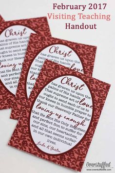 three red and white cards with the words christ written on them, sitting next to each other