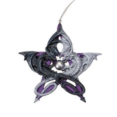 This sophisticated 5" Pentagram Dragon Ornament by Anne Stokes is crafted from cold cast resin and is sure to be the perfect accent for any home or office. The impressive size of the product (5.11" x 0.59" x 5.23") makes a statement and ensures an eye-catching presence wherever it is placed. Add a touch of elegance to your decor with this Anne Stokes original. Purple Pentagram, Dragon Ornament, The Perfect Christmas Tree, Perfect Christmas Tree, Anne Stokes, Worry Dolls, Candle Carving, Tarot Bags, Silver Clutch