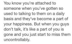 the text that reads, you know you're attached to someone when you've gotten