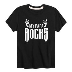 He'll love showing off his look with this Boys' My Papa Rocks Graphic Tee. He'll love showing off his look with this Boys' My Papa Rocks Graphic Tee. Crewneck Short sleevesFABRIC & CARE Machine wash Cotton, polyester Imported Size: Small. Color: Black. Gender: male. Age Group: kids. My Papa, How To Show Love, Graphic Tee, Graphic Tees, Tops & Tees, Top Outfits, Size Medium, Black, Clothes