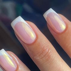 #frenchmanicurenails #chromenails #chromenailart #goldchrome #pearlnails #weddingnails #bridalnails #brideinspo #weddinginspo #frenchtips #squarenails Chrome French Tip Nails Squoval, French Tip Chrome Nails Square, Chrome French Nails Square, Chrome French Tip Square, French Nails Ideas Square, Chrome French Tip Nails Square, Chrome Nails Square, Square Nails French Tip, Hoco Nails