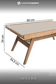 the table is shown with measurements for it