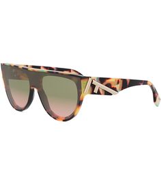 From FENDI&#x2C; these women's sunglasses feature:Acetate frameShield shapeGradient lensNot Rx ableNon-polarizedApprox. 99mm lens- 1mm bridge- 140mm templeImported. Designer Shield Sunglasses For Summer, Designer Multicolor Tinted Sunglasses, Luxury Multicolor Sunglasses With Tinted Lenses, Luxury Multicolor Sunglasses With Mirrored Lenses, Luxury Multicolor Tinted Sunglasses, Luxury Multicolor Mirrored Sunglasses, Designer Cat Eye Sunglasses For Summer, Fendi First, Fendi Women