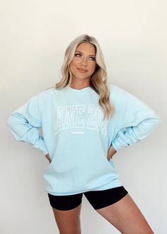 CF334 Lane 201 graphic crewneck One Stop Lane 201, Bright Pop, Varsity Letter, Let You Go, Closet Goals, Shoot Ideas, Graphic Crewneck, Stretchy Fabric, Dresses Xs