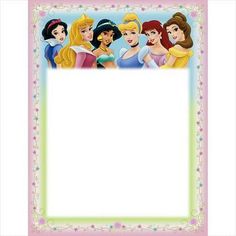 the disney princesses frame is shown with an empty space for your own message or photo