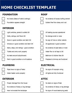 a checklist with the words home checklist template