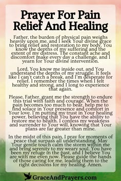 prayer for pain relief and healing