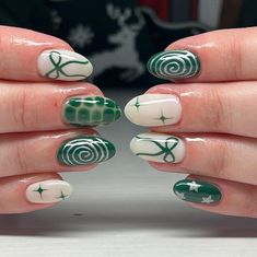 Blue Unique Nails, Green Gel Nails Designs, Blue And Green Nail Art, Green And Blue Nail Ideas, Blue Green Nails Designs, Blue And Green Nails Ideas, Green And Blue Nails Designs, Calcifer Nails, Winter Theme Nails