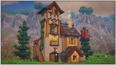 Minecraft Tower Design, Casas Mine, Minecraft Exterior, Minecraft Medieval Buildings, Minecraft Tower, Mind Craft, Minecraft Starter House, Minecraft Video Games, Bangunan Minecraft