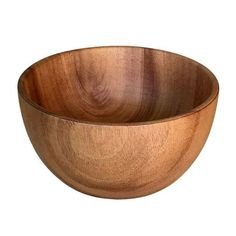 a wooden bowl is shown on a white background