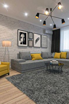 Scandinavian Livingroom, Scandinavian Design Living Room, Style Salon, Yellow Living Room, Cottage Living Rooms, Living Room Color Schemes, Trendy Living Rooms