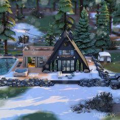 Cabin House Sims 4, Sims Lake House, Snowy Escape House Sims 4, Sims4 Tiny House, Strangerville House Sims 4, Sims 4 Bungalow, Cabin Sims 4, Sims 4 Cabin, Sims 4 House Inspiration