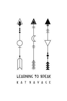 four different types of arrows with the words learning to speak written in black and white