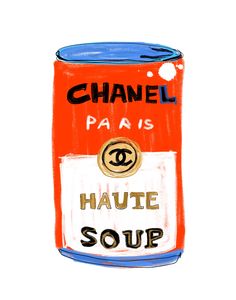 a drawing of a can with the words haute soup on it