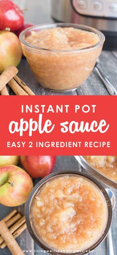 instant pot apple sauce in two bowls with cinnamon sticks