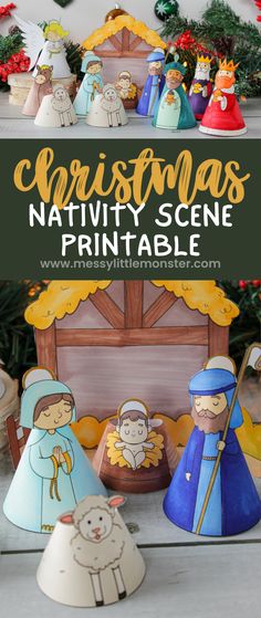 christmas nativity scene printables for kids to make with paper and construction materials