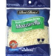 a bag of mozzarella cheese on a white background