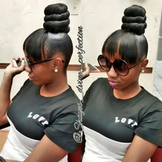 TOP KNOT BUN | BLACKHAIR #TopKnotBun #DFWStylist #ArlingtonStylist #Mastered #LifeWithoutParole #IceCreamTop #FaithfulClient #BlackHair #BookMe #Like #Share #Comment IG@Shayes_dvine_perfection Book online at; ➡Www.styleseat.com/shalandawilliams2 Bun Hairstyles With Weave, Shaved Sides And Back, Messy Bun Updo, Hairstyles With Weave, Braid Hairstyle Ideas, Prom Hair Styles, Side Bun Hairstyles