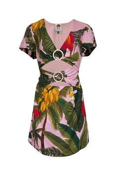 Current Boutique-Farm - Pink & Green Tropical Print Linen Blend Mini Dress Sz M A Line Shorts, Flirty Dresses, Luxury Linen, Printed Linen, Espadrilles Wedges, Tropical Print, Linen Blend, Day Dresses, Pink And Green