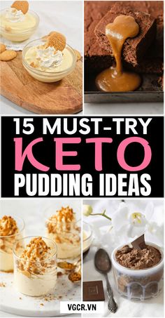 the cover of 15 must try keto pudding ideas